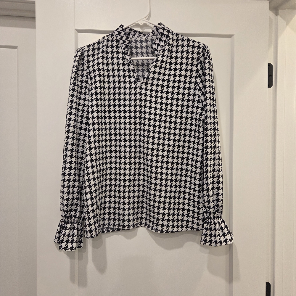 Houndstooth Black and White Women's Top